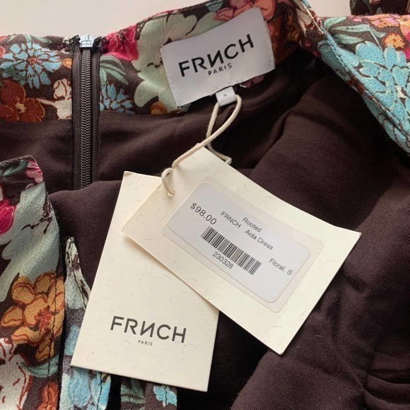 FRNCH Paris Aida Small Multi-Color Floral Open Tie-Back Midi Dress - NWT - Picture 15 of 16